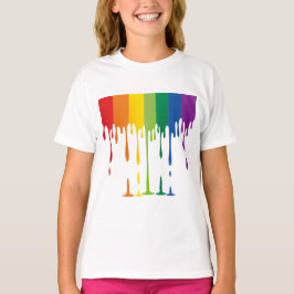 Regnbåge Droppande Målarfärg Flytande Abstrakt Kon T Shirt
