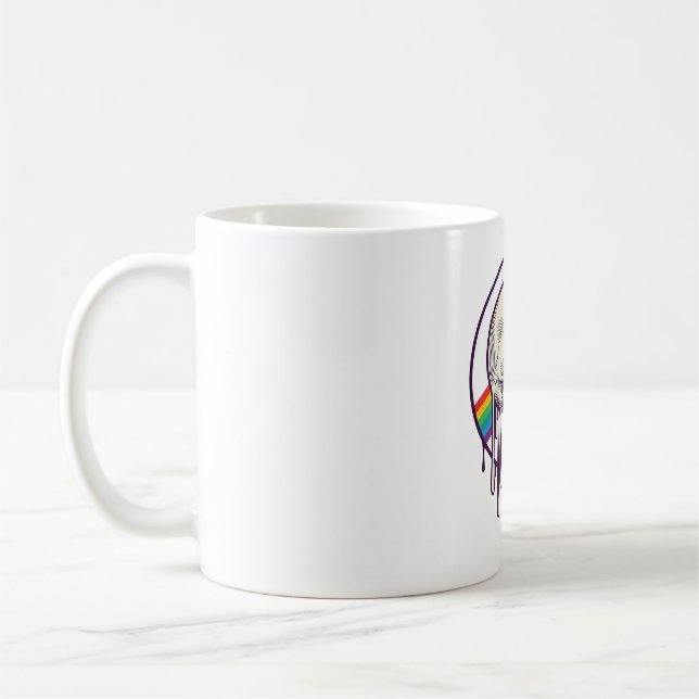 Regnbåge Droppande Skalle Vintage Gravyr Design_1 Kaffemugg (Vänster)