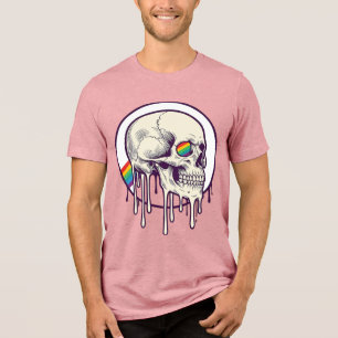 Regnbåge Droppande Skalle Vintage Gravyr Design_1 T Shirt