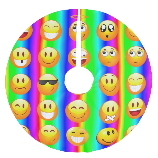 regnbåge emoji julafton julgran skirt julgransmatta borstad polyester (Framsidan)