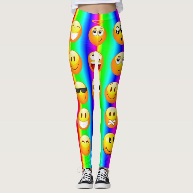 regnbåge emoji leggings (Framsida)