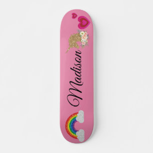Regnbåge enhörn med hjort hjärta. mini skateboard bräda 18,5 cm