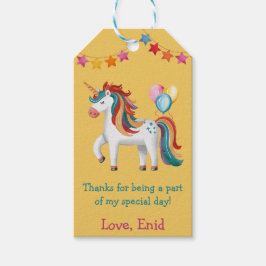 Regnbåge Enhörning, Ballonger & Banner Födelsedags Presentetikett