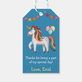 Regnbåge Enhörning, Ballonger & Banner Födelsedags Presentetikett