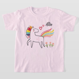 Regnbåge Enhörning Kärlek Anpassat Namn T Shirt