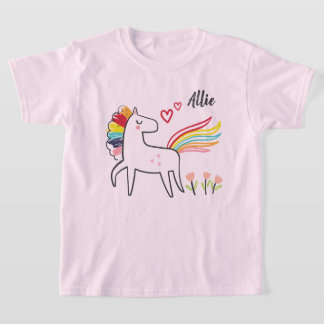 Regnbåge Enhörning Kärlek Anpassat Namn T Shirt