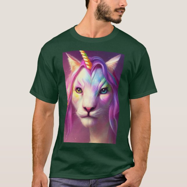 Regnbåge Enhörning Katt vänner pojke T Shirt (Framsida)