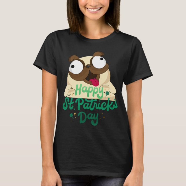 Regnbåge Enhörning Mops T Shirt (Framsida)