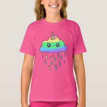 Regnbåge Enhörning Regnmoln T-Shirt