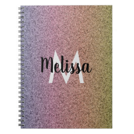Regnbåge Falskt Glitter Mönster Initial   Anteckningsbok