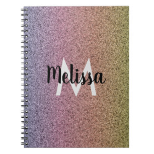 Regnbåge Falskt Glitter Mönster Initial Anteckningsbok