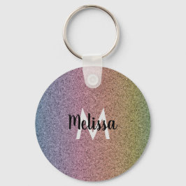 Regnbåge Falskt Glitter Mönster Initial  Nyckelring