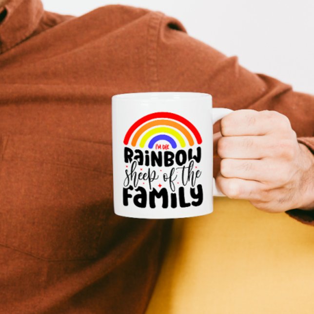 REGNBÅGE FÅR AV DEN ROANDE GAY FAMILJEN KAFFEMUGG (Skapare uppladdad)