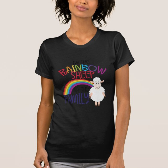 Regnbåge får av familjen | Fårgåva med färg T Shirt (Framsida)