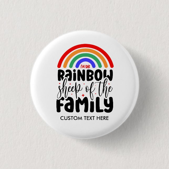 REGNBÅGE FÅR AV FAMILJEN Rolig Gay Knapp (Framsida)