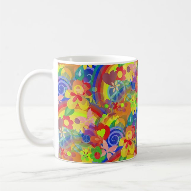 Regnbåge Färg av blomkraft Kaffemugg (Vänster)