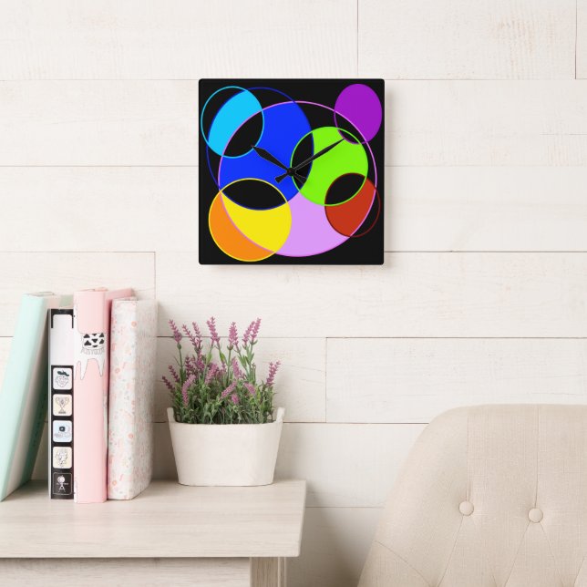 Regnbåge färg cirklers utformning fyrkantig klocka (Läsesal)