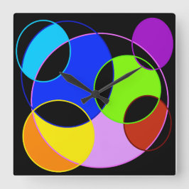 Regnbåge färg cirklers utformning fyrkantig klocka