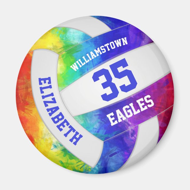 Regnbåge färg volleyball Team namn Magnet (Framsidan)