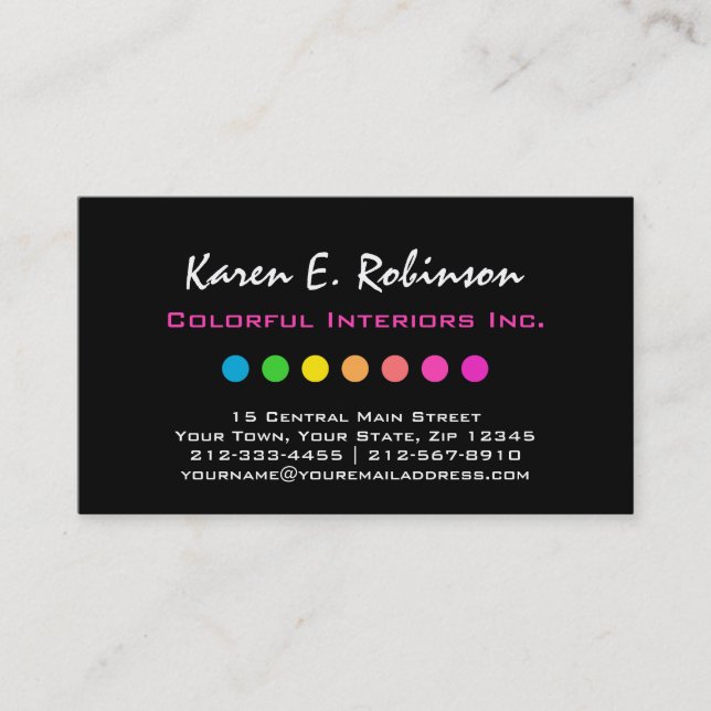 Regnbåge färgad chic inre dekoratörformgivare visitkort (Framsida)