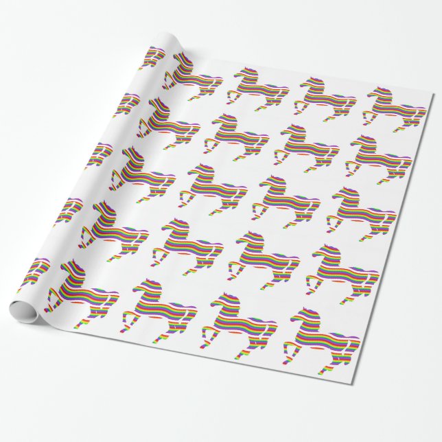 Regnbåge färgad häst som slår in papper presentpapper (Utrullad)