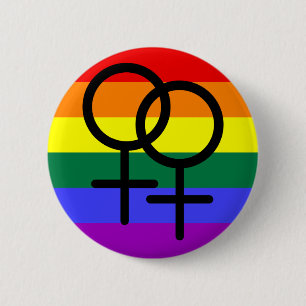 Regnbåge färgad lesbisk prideflagga knapp