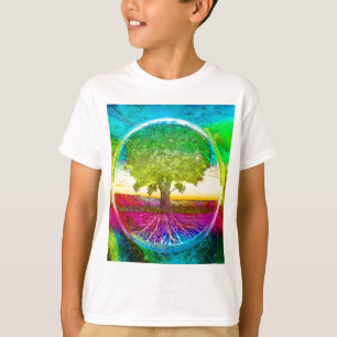 Regnbåge färgad livets träd tee shirt