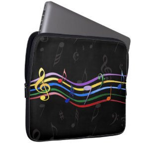 Regnbåge Färgad Musik noter Laptop Fodral