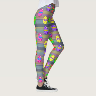 Regnbåge färgade påskägg och randar leggings
