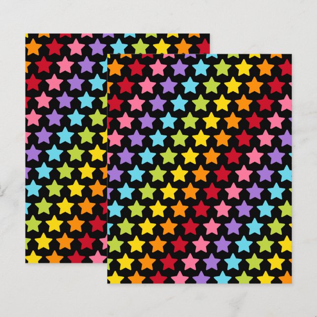 Regnbåge Färgglada Stjärnor Scrapbook Papper (Fram/baksida)