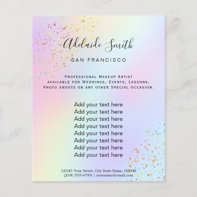 regnbåge FAUX glitter Flygblad (Framsidan)