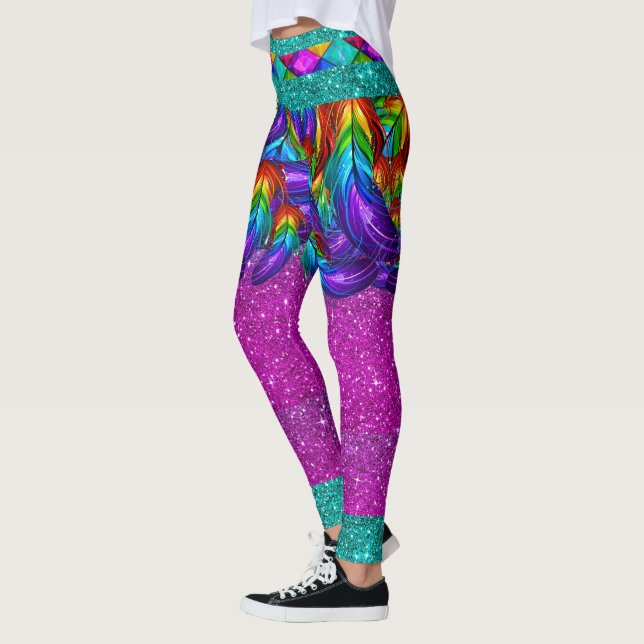 Regnbåge Feathers 2 Pop Mode Leggings (Vänster)