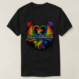 Regnbåge Fenix Hjärtan "Blomma Äkta" Stolthet T Shirt