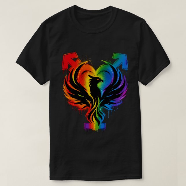 Regnbåge Fenix Hjärtat Grafisk T-Shirt (Design framsida)