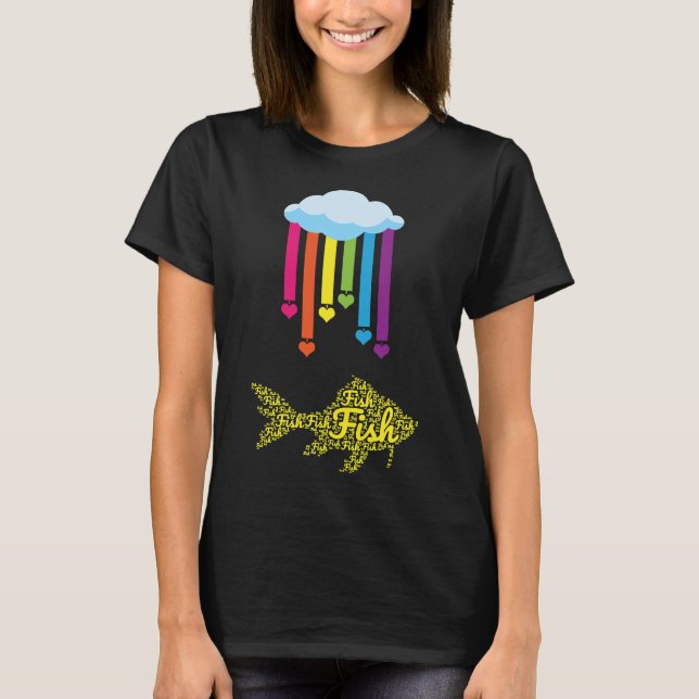 Regnbåge Fiskar Regnbåge Heart Kärlekar för T Shirt (Framsida)