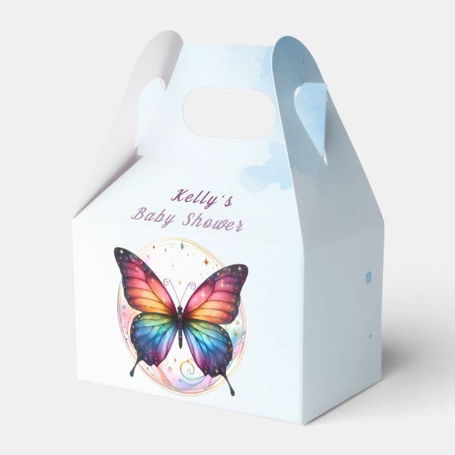 Regnbåge Fjäril Baby Shower  Tack Presentaskar (Framsidan Sidan)