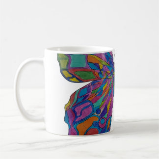 Regnbåge Fjäril Blommig Keramisk Kaffemugg