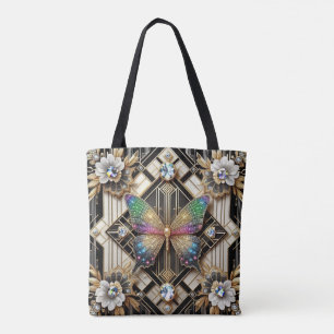 Regnbåge Fjäril Diamanter Lyxig Totebag Tygkasse