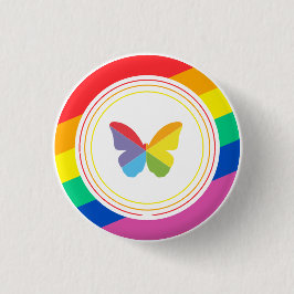 Regnbåge Fjäril HBTQ+ Pride Knapp