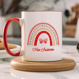 Regnbåge & Fjäril Lärarens namn Mugg