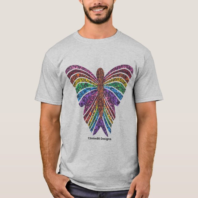 Regnbåge Fjäril (levande) - Herr Lätt T-Shirt (Framsida)
