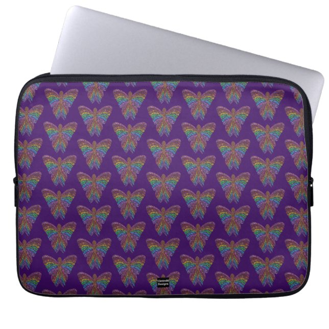 Regnbåge Fjäril (lila) - Bärbar datorsköld Laptop Fodral (Framsidan)