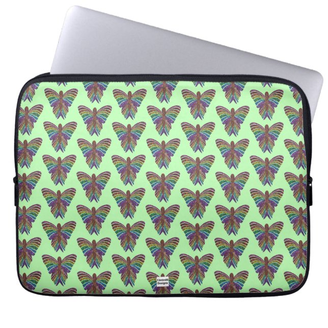 Regnbåge Fjäril (ljusgrön) - Bärbar datorsköld Laptop Fodral (Framsidan)