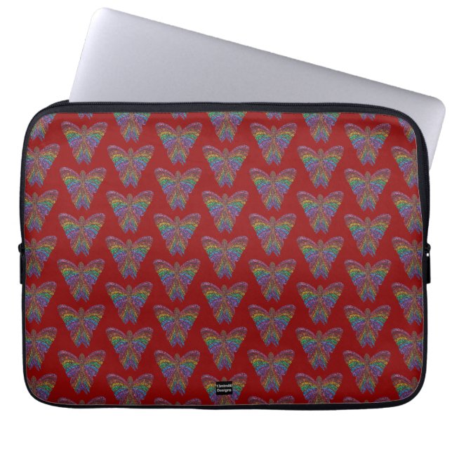 Regnbåge Fjäril (röd) - Bärbar datorsskydd Laptop Fodral (Framsidan)