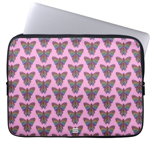 Regnbåge Fjäril (rosa) - Bärbar datorsylt Laptop Fodral (Framsidan)