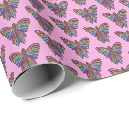 Regnbåge Fjäril (rosa) - Inpackningspapper Presentpapper