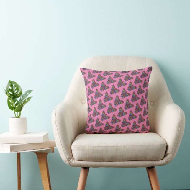 Regnbåge Fjäril (rosa mönster) - Kudde (Stol)
