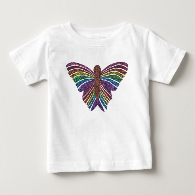 Regnbåge Fjäril (vit) - Baby T-Shirt (Framsida)