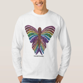 Regnbåge Fjäril (vit) - Herr L Ärm T-Shirt