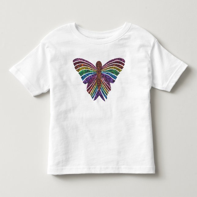 Regnbåge Fjäril (vit) - T-Shirt för Småbarn (Framsida)
